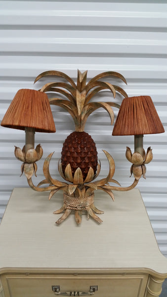 GARCIA IMPORTS PINEAPPLE PALM 2 LIGHT CANDELABRA WALL SCONCE W/SHADES ~ (CHANDELIER)