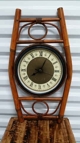 VINTAGE RELOXER QUARTZ BAMBOO RATTAN WALL CLOCK ~ MISC