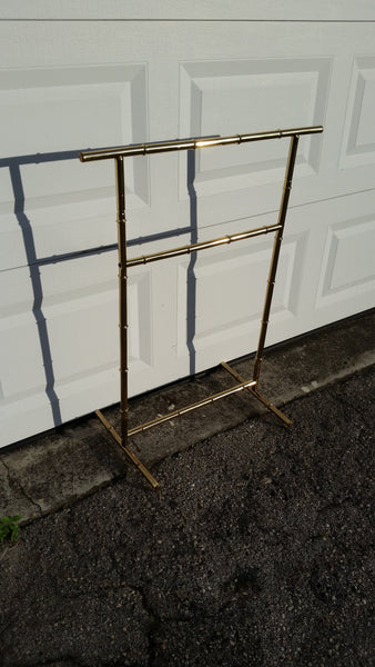 VINTAGE BRASS FAUX BAMBOO TOWEL/ QUILT RACK ~ MISC