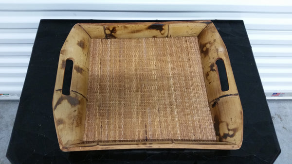 VINTAGE BAMBOO RATTAN SERVING TRAY ~ MISC