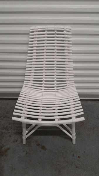 WHITE ARCHED RATTAN/ WOOD SLAT DESK/ ACCENT CHAIR