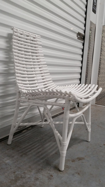 WHITE ARCHED RATTAN/ WOOD SLAT DESK/ ACCENT CHAIR