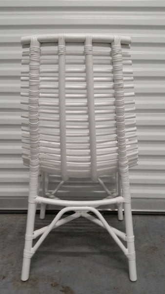 WHITE ARCHED RATTAN/ WOOD SLAT DESK/ ACCENT CHAIR