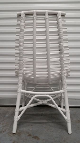 WHITE ARCHED RATTAN/ WOOD SLAT DESK/ ACCENT CHAIR