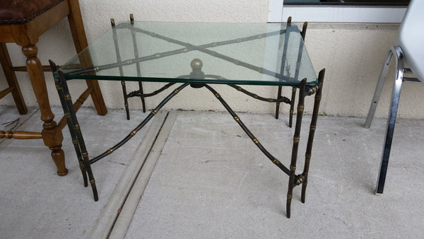BRASS FAUX BAMBOO (IRON, METAL, STEEL) COFFEE TABLE / COCKTAIL TABLE / ACCENT TABLE