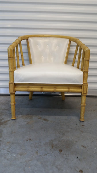 VINTAGE FAUX BAMBOO BARREL ACCENT CHAIR
