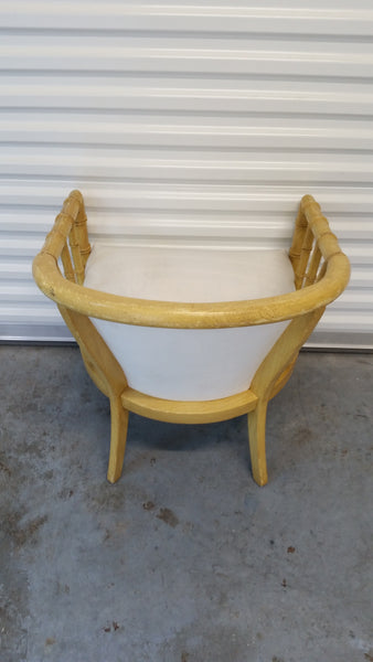 VINTAGE FAUX BAMBOO BARREL ACCENT CHAIR
