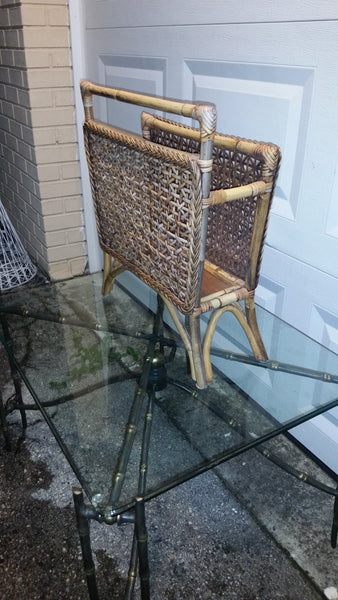 VINTAGE BAMBOO RATTAN FLUSH RECORD/ MAGAZINE RACK ~ MISC