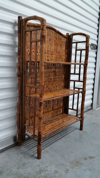 VINTAGE TORTOISE SHELL BAMBOO CHIPPENDALE COLLAPSIBLE/ FOLD UP SHELF ~ MISC