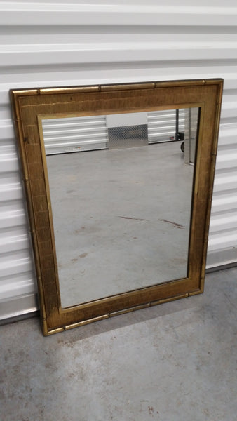 VINTAGE SYROCO GOLD GILT RESIN FAUX BAMBOO MIRROR