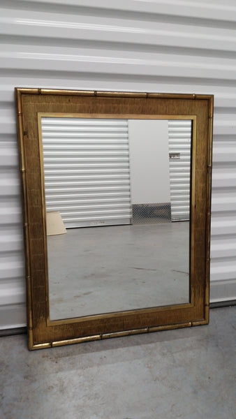 VINTAGE SYROCO GOLD GILT RESIN FAUX BAMBOO MIRROR