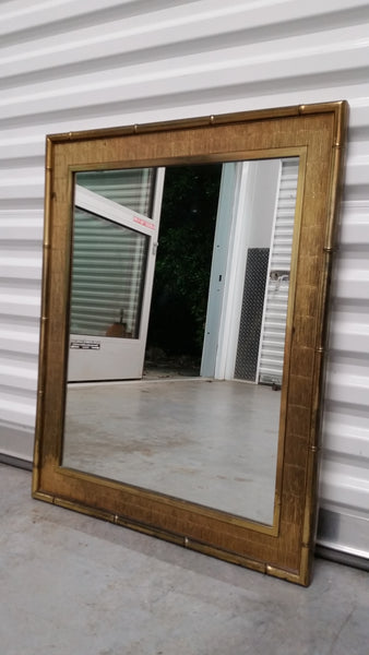 VINTAGE SYROCO GOLD GILT RESIN FAUX BAMBOO MIRROR