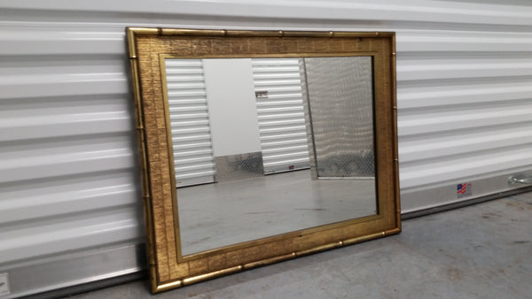 VINTAGE SYROCO GOLD GILT RESIN FAUX BAMBOO MIRROR