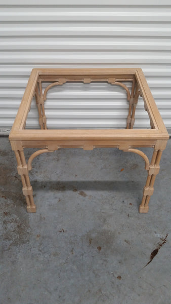 VINTAGE FAUX BAMBOO FRETWORK END TABLE W/TINTED GLASS (2 AVAILABLE)