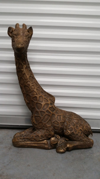 VINTAGE LARGE GOLD CERAMIC RESTING GIRAFFE ~ MISC