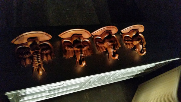 ANTIQUE HAND CARVED MAHOGANY "TRUNX UP!" ELEPHANT 🐘 WALL SCONCE SHELVES (4 AVAILABLE) ~ MISC