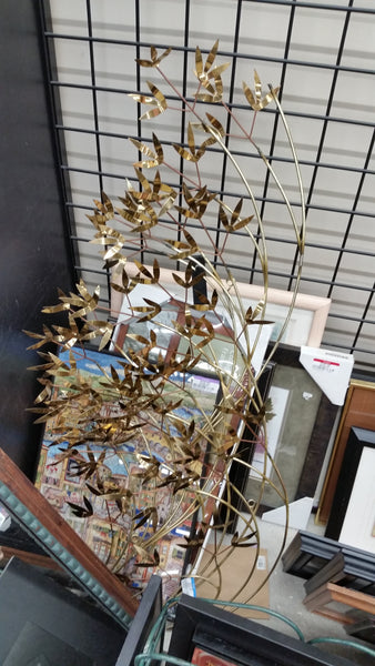 VINTAGE MID CENTURY MODERN HOLLYWOOD REGENCY C. JERE 'WILLOW BRANCH' BRASS LEAVES/ FLORAL SCULPTURE WALL DECOR ~ MISC
