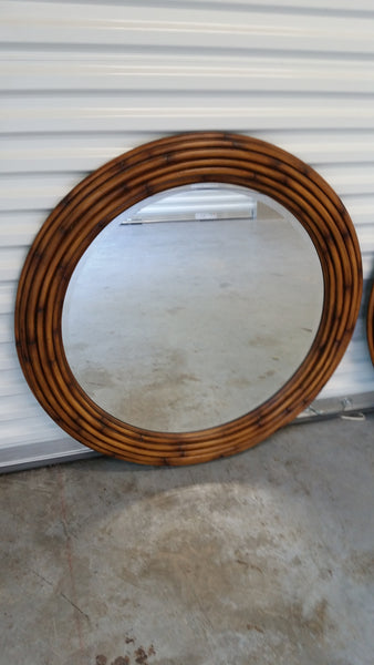 VINTAGE ETHAN ALLEN ROUND FAUX BAMBOO MIRROR (1 😁SOLD😁 1 AVAILABLE)