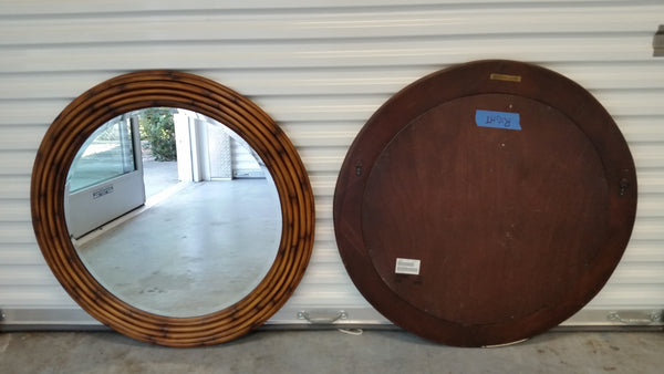 VINTAGE ETHAN ALLEN ROUND FAUX BAMBOO MIRROR (2 AVAILABLE)