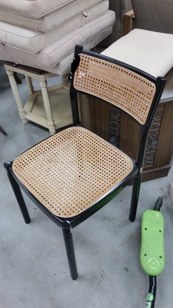 ANTIQUE/ VINTAGE ITALIAN THONET/ JOSEF HOFFMANN "style" BEECH WOOD BENTWOOD BLACK LACQUERED CANE DESK/ ACCENT CHAIR with CHROME ACCENTS 🔆