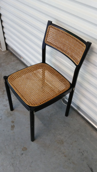 ANTIQUE/ VINTAGE ITALIAN THONET/ JOSEF HOFFMANN "style" BEECH WOOD BENTWOOD BLACK LACQUERED CANE DESK/ ACCENT CHAIR with CHROME ACCENTS 🔆