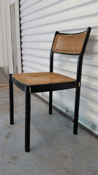 ANTIQUE/ VINTAGE ITALIAN THONET/ JOSEF HOFFMANN "style" BEECH WOOD BENTWOOD BLACK LACQUERED CANE DESK/ ACCENT CHAIR with CHROME ACCENTS 🔆