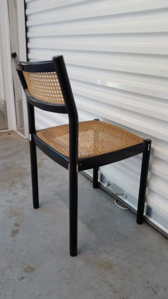 ANTIQUE VINTAGE ITALIAN THONET/ JOSEF HOFFMANN "style" BEECH WOOD BENTWOOD BLACK LACQUERED CANE DESK/ ACCENT CHAIR with CHROME ACCENTS 🔆