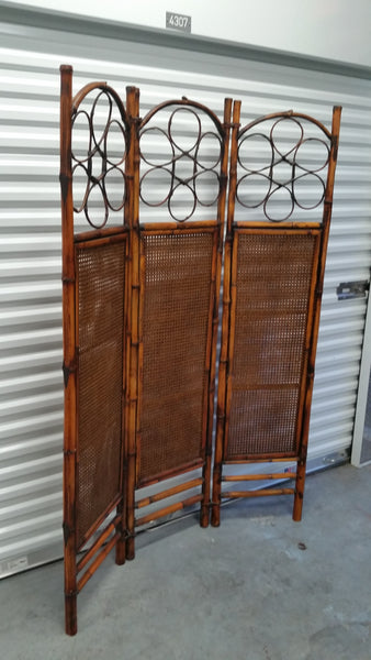 VINTAGE BAMBOO CANE RATTAN 3 PANEL ROOM DIVIDER/CHANGING SCREEN/PARTITION ~ MISC