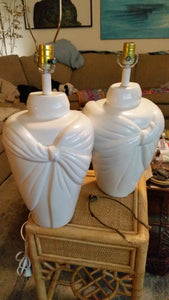 VINTAGE CERAMIC RIBBON/ DRAPE LAMP (2 AVAILABLE)