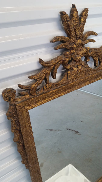 ANTIQUE/ VINTAGE (TEXTURED/ SPACKLED) GOLD GILT FRENCH/ ITALIAN BAROQUE ROCOCO MIRROR