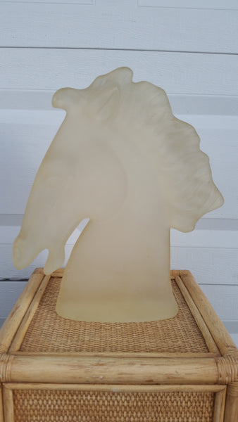 VINTAGE MID CENTURY MODERN FROSTED GLASS HORSEEY 🐴 HEAD SCULPTURE ♟️ ~ MISC