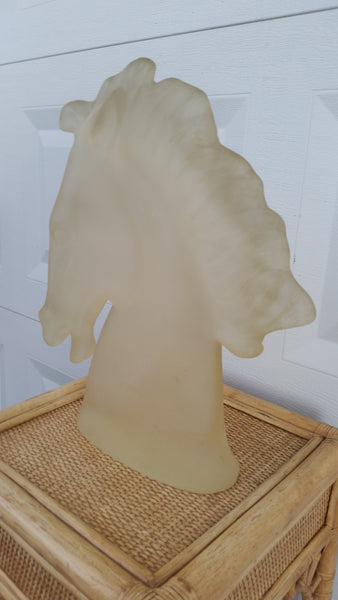 VINTAGE MID CENTURY MODERN FROSTED GLASS HORSEEY 🐴 HEAD SCULPTURE ♟️ ~ MISC
