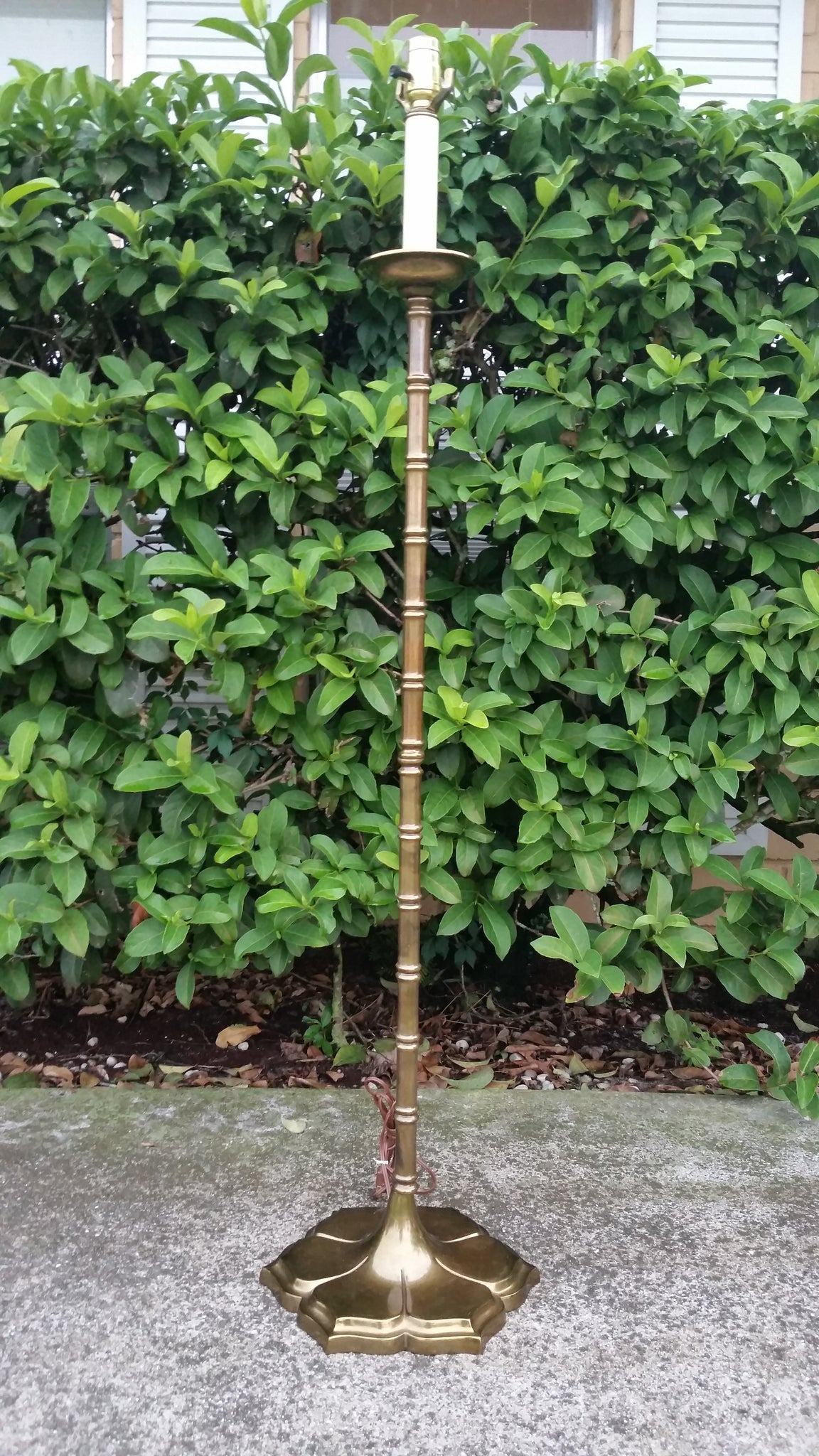 VINTAGE ETHAN ALLEN BRASS FAUX BAMBOO CANDLESTICK FLOOR LAMP W/LOTUS P –  BOBS BEACH CHIC TREASURES
