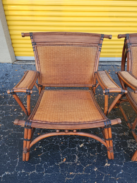 MARGE CARSON MANDALAY CHINOISERIE BAMBOO RATTAN O/S / CLUB/ LOUNGE/ ACCENT CHAIRS (2)
