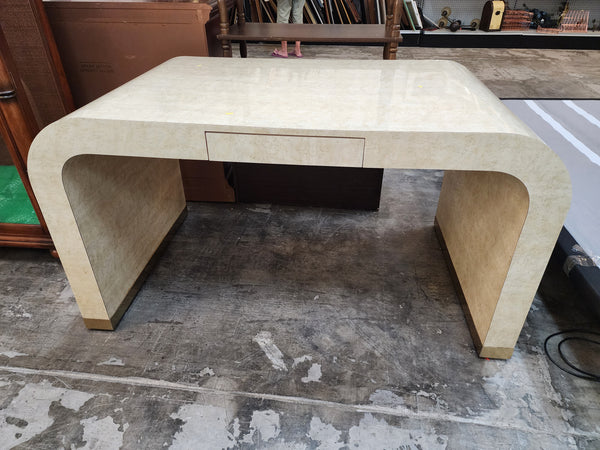 VINTAGE KARL SPRINGER "style" POSTMODERN ART DECO FAUX MARBLE/ LAMINATE WATERFALL DESK/ VANITY