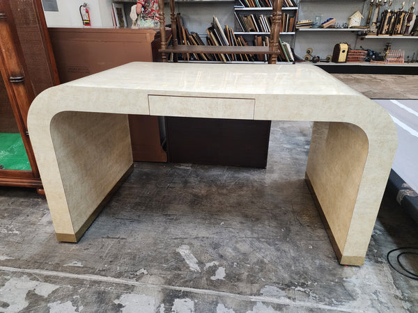 VINTAGE KARL SPRINGER "style" POSTMODERN ART DECO FAUX MARBLE/ LAMINATE WATERFALL DESK/ VANITY
