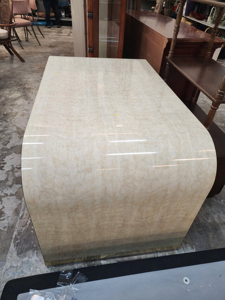 VINTAGE KARL SPRINGER "style" POSTMODERN ART DECO FAUX MARBLE/ LAMINATE WATERFALL DESK/ VANITY