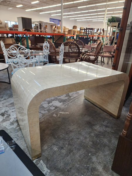 VINTAGE KARL SPRINGER "style" POSTMODERN ART DECO FAUX MARBLE/ LAMINATE WATERFALL DESK/ VANITY