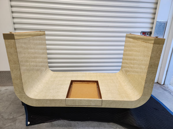 VINTAGE KARL SPRINGER "style" POSTMODERN ART DECO FAUX MARBLE/ LAMINATE WATERFALL DESK/ VANITY