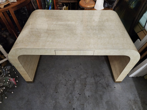 VINTAGE KARL SPRINGER "style" POSTMODERN ART DECO FAUX MARBLE/ LAMINATE WATERFALL DESK/ VANITY