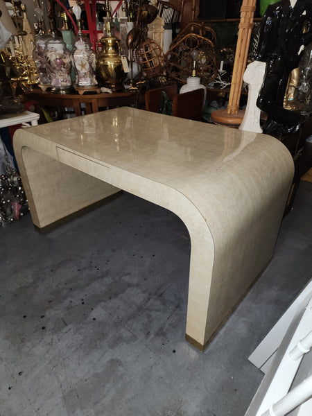 VINTAGE KARL SPRINGER "style" POSTMODERN ART DECO FAUX MARBLE/ LAMINATE WATERFALL DESK/ VANITY