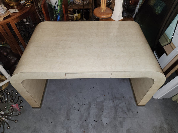 VINTAGE KARL SPRINGER "style" POSTMODERN ART DECO FAUX MARBLE/ LAMINATE WATERFALL DESK/ VANITY
