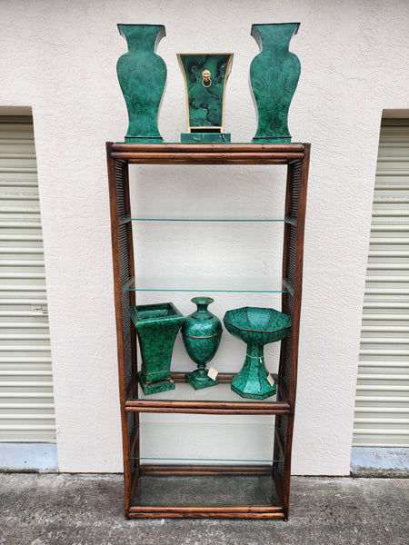 VINTAGE MAITLAND-SMITH FAUX ⚫️💚MALACHITE🖤🟢 EGG 🥚/ TOP 🪆 JAR/ VASE/ URN ~ MISC