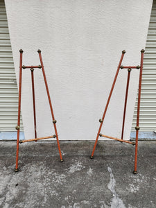 VINTAGE BURLED METAL n BRASS EASEL (2 AVAILABLE)