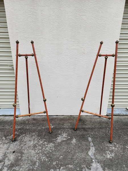 VINTAGE BURLED METAL n BRASS EASEL (2 AVAILABLE)
