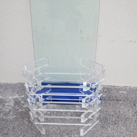 VINTAGE CHARLES HOLLIS JONES "style" LUCITE STACKED SCULPTURAL DINING ROOM TABLE