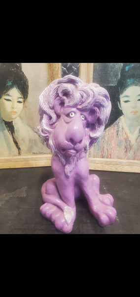 VINTAGE PURPLE CERAMIC LION 🦁🐷 PIGGY BANK ~ MISC