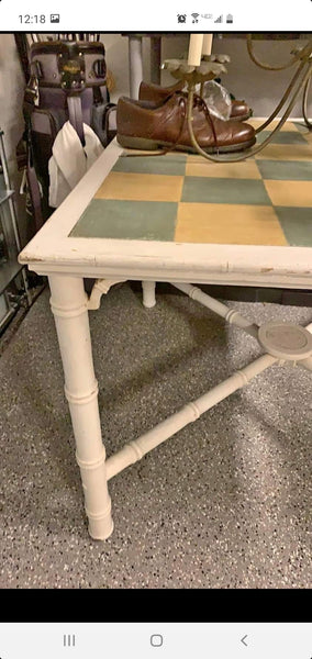 VINTAGE (LANE) FAUX BAMBOO DINING TABLE/ GAME TABLE W/FRETWORK