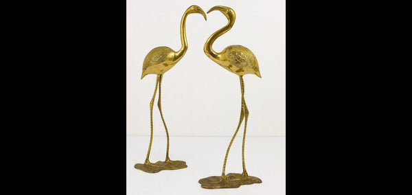 VINTAGE BRASS FRENCH FLAMINGOS 🦩💛🦩 (2) ~ MISC