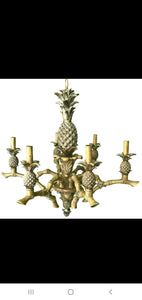 VINTAGE FAUX BAMBOO PINEAPPLE 🍍 6 LIGHT CHANDELIER W/SHADES